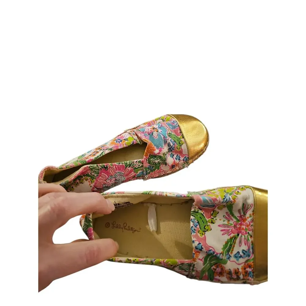 Lilly Pulitzer Target Girls Size 1 Youth Espadrilles Pink/Gold Nosie Posey shoes